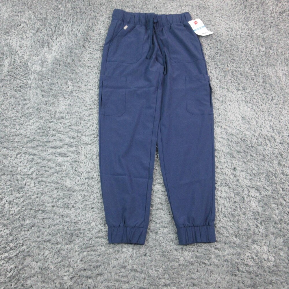 Hanes Comfort Fit Jogger Pants Womens XS Blue Stretch Scrub Cargo 27x28.5* NWT